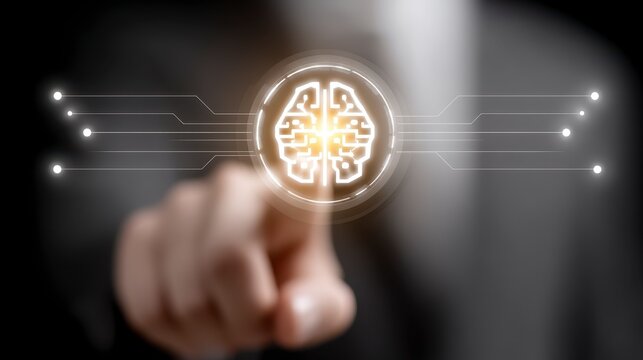 Artificial Intelligence AI digital tools and settings users interact with AI technology on virtual interfaces. Human computer interaction via intelligent software applications on screen