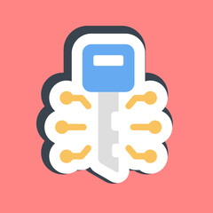 Sticker digital key. Crypto currency elements.