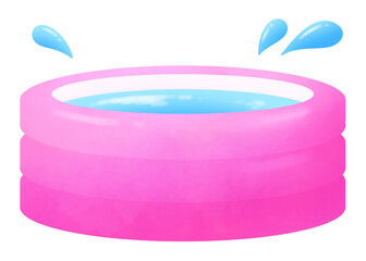 ピンク色のビニールプールのイラスト
