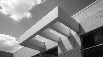 Fototapeta premium Architectural geometry features modern building with clean lines and shadows. AI generated.