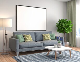 Modern living room interior with comfortable sofa and contemporary furniture design