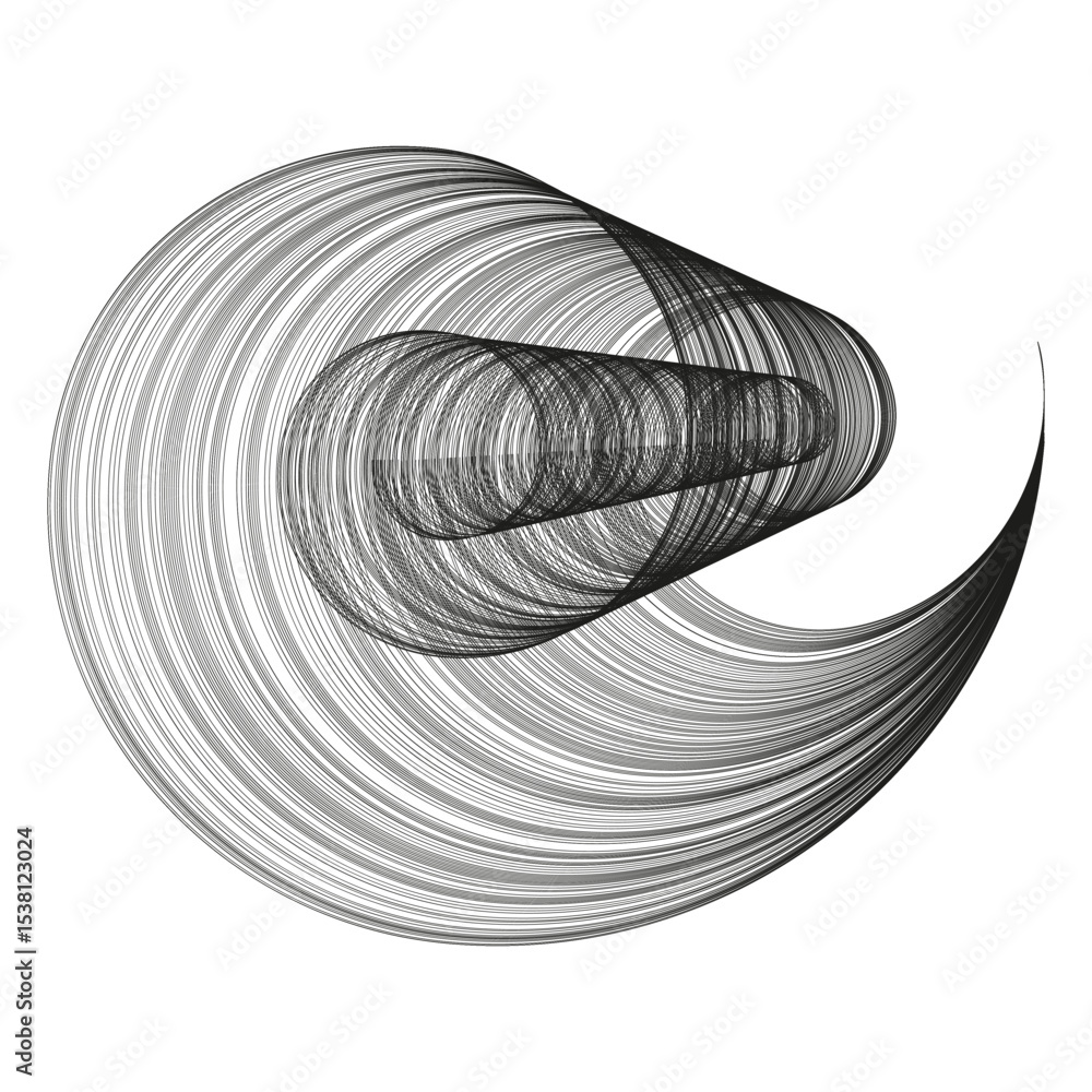 Poster gray rings spiral. concentric circles design. vector layered pattern. monochrome orbital structure.