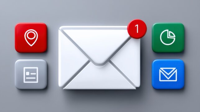 New Email Notification Concept Digital Communication Inbox Alert and Business Messaging in the Modern Workplace. Innovative inbox alert system improves workplace digital correspondence