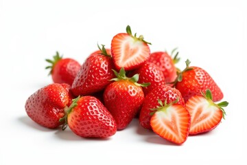 Fresh, red and tasty strawberries isolated on a white background