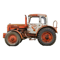 Red tractor isolated on transparent background