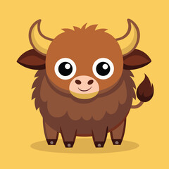 Cute Buffalo Ox Cartoon – Farm Animal Nature Concept Vector Icon Isolated
