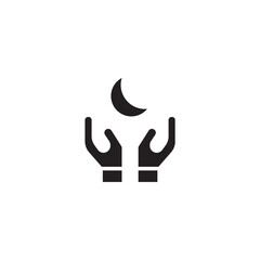 Obraz premium Hands reaching for moon icon silhouette symbol ramadan kareem concept art