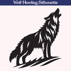 Wolf howling silhouette vector illustration
