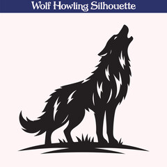 Wolf howling silhouette vector illustration