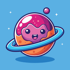 Cartoon Ice Cream Planet – Science Fiction and Food Fantasy Vector Icon Isolated
