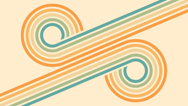 Abstract background of rainbow groovy Wavy Line design in 1970s Hippie Retro style. Vector pattern ready to use for cloth, textile, wrap and other.