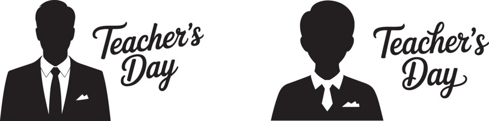 Teacher's Day Silhouette Icons of Male and Female Educators vector