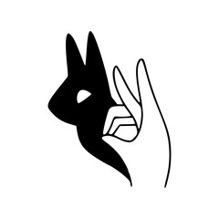Obraz premium rabbit hand shadow puppet vector