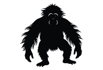 Obraz premium Sumatran orangutan silhouette vector illustration simple icon flat design wildlife conservation