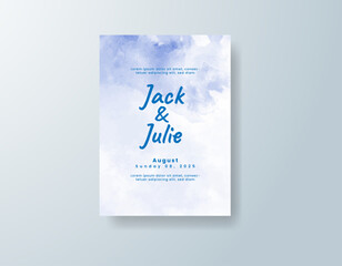 Wedding invitation with abstract splash watercolor