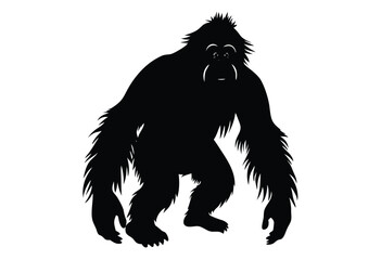 Obraz premium Sumatran orangutan silhouette vector illustration simple icon flat design wildlife conservation