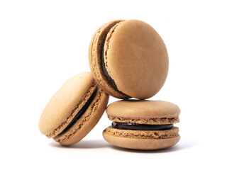 Pile of macaron cookies isolated on white background