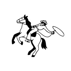 wild west rider action - horse and lasso illustration