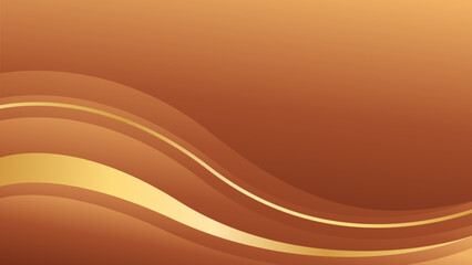 Abstract bronze luxury wave background with gold accents. Elegant metallic design style for templates, banners, covers, sales, business, events, awards, websites, pages, and more