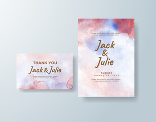 Wedding invitation with abstract splash watercolor