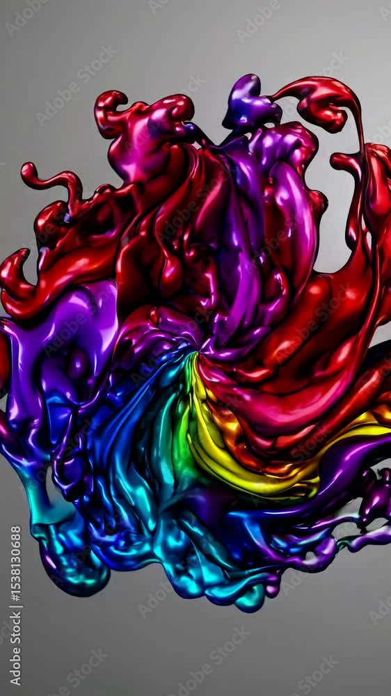 Poster a vibrant swirl of rainbow paint captured from above, creating a dynamic, fluid motion. ideal for a 