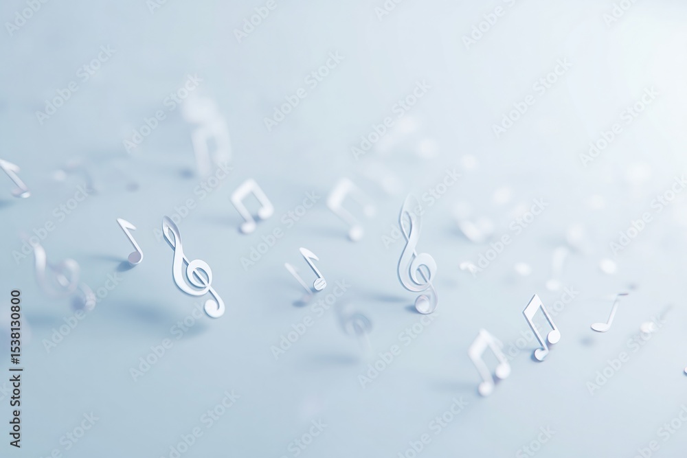 Aufkleber minimalistic photo featuring array of music symbols like treble clefs and notes scattered artistical