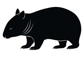Obraz premium Wild Wombat Silhouette Black Vector Art for T Shirt Design Poster Wildlife Icon Template