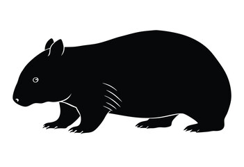 Fototapeta premium Wild Wombat Silhouette Black Vector Art for T Shirt Design Poster Wildlife Icon Template