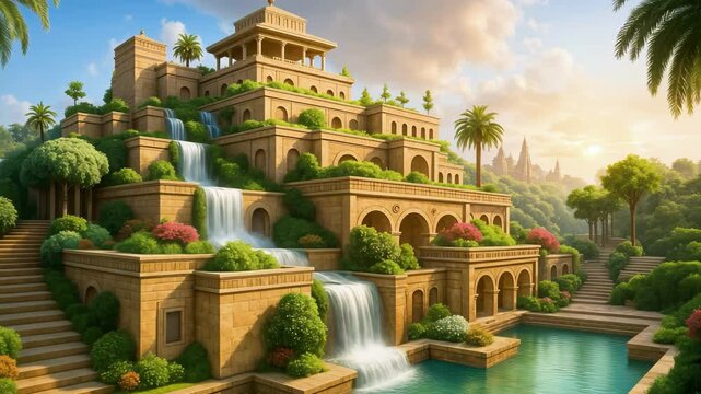 Visualization of Hanging Gardens of Babylon - one of the Seven Wonders of the Ancient World. 
