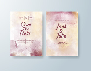 Wedding invitation with abstract splash watercolor