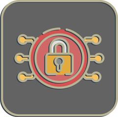 Icon encryption. Crypto currency elements. Icon in embossed style.