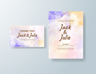 Wedding invitation with abstract splash watercolor