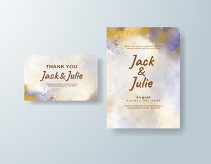 Wedding invitation with abstract splash watercolor