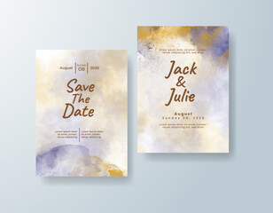Wedding invitation with abstract splash watercolor
