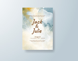 Wedding invitation with abstract splash watercolor