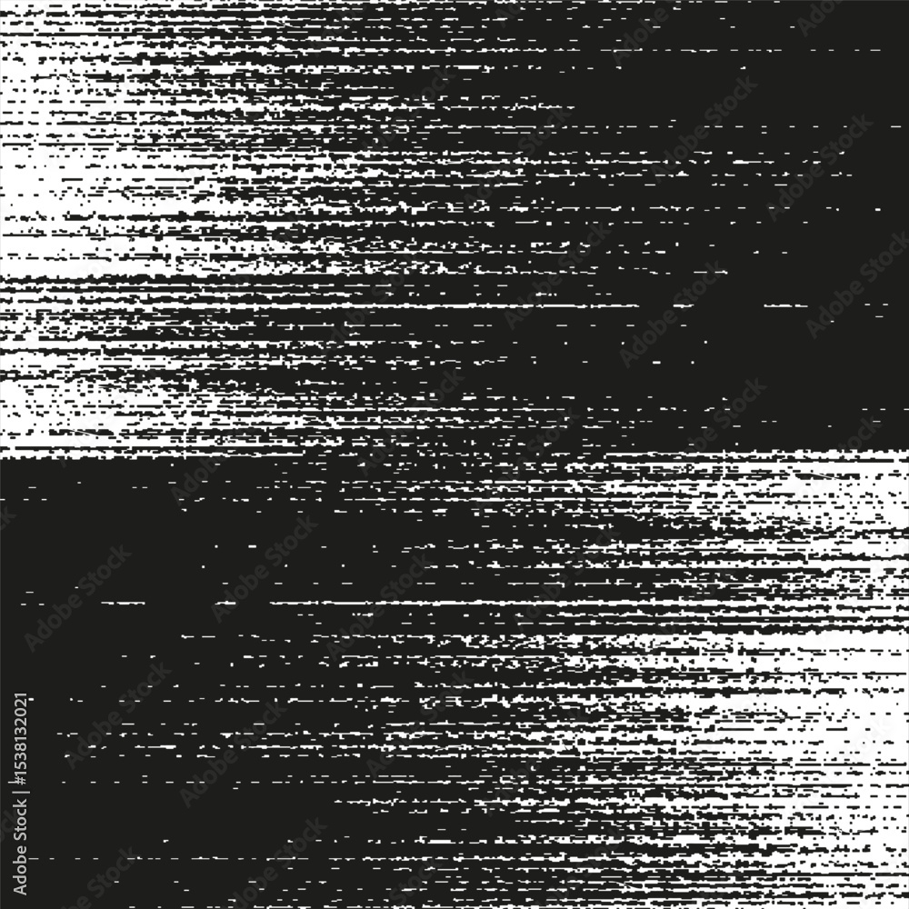 Poster black white noise. static distortion pattern. rough grainy texture. vector glitch background.