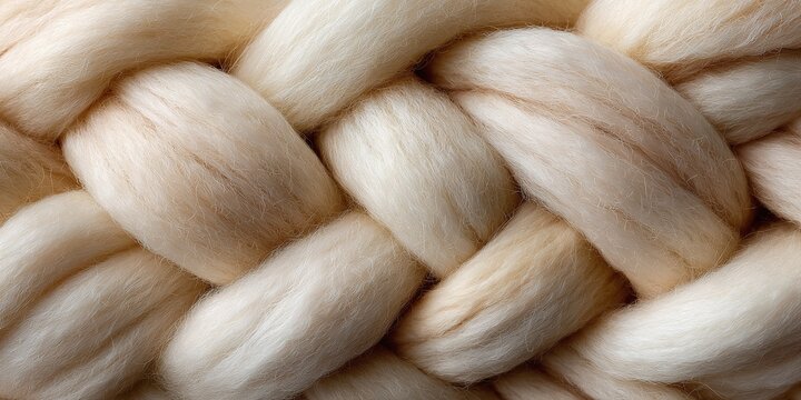 Close-up of a chunky knitted blanket showcasing the texture and detail of natural fibers, creating a cozy, inviting feeling and visual texture.