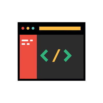 Coding Window Vector Illustration on White Background for Programming and Development