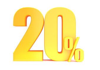 Gold 20 Percent off 3d Sign on White Background, Special Offer 20% Discount Tag, Sale Up to 20 Percent Off,big offer, Sale, Special Offer Label, Sticker, Tag, Banner, Advertising, offer Icon