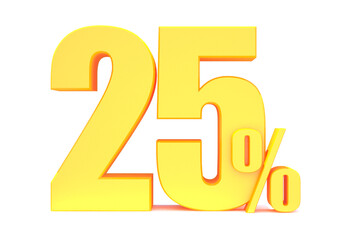 Gold 25 Percent off 3d Sign on White Background, Special Offer 25% Discount Tag, Sale Up to 25 Percent Off,big offer, Sale, Special Offer Label, Sticker, Tag, Banner, Advertising, offer Icon