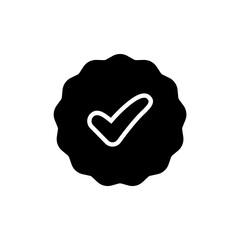 White Check Mark in Black Wavy Seal Icon