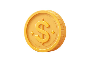  gold coin with dollar sign 3d icon in cartoon plastic style minimal png 