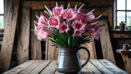  Bouquet Pink Gladioli Vintage