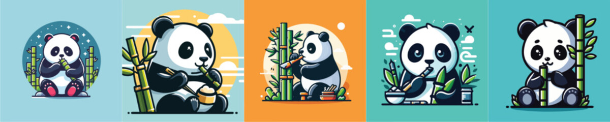 a simple and cool flatdesign panda vector image