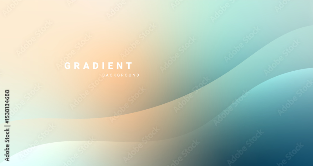 Poster Soft pastel gradient abstract background with flowing wave