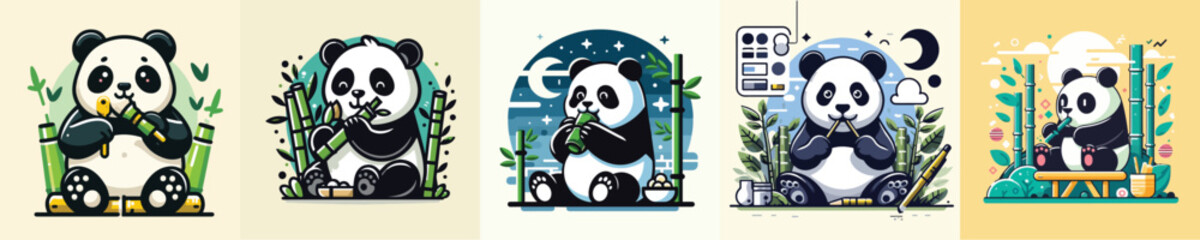 a simple and cool flatdesign panda vector image