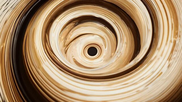 visually striking animation espresso coffee cup continuously spiraling endless rotating loop highlighting rich crema abstract beverage concepts