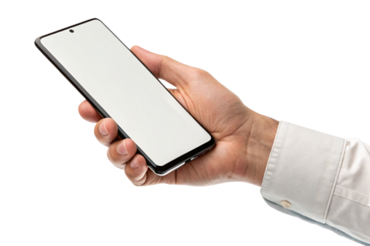 hand holding smart phone png 
