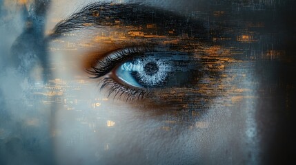 A futuristic AI-generated painting made entirely of tiny data points 