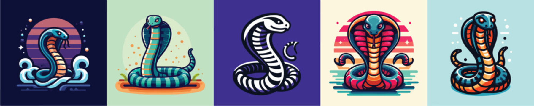 a simple and cool flatdesign cobra snake vector image
